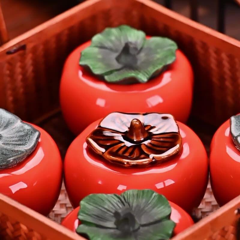 DARUNYAO Ceramic Persimmon Tea Caddy
