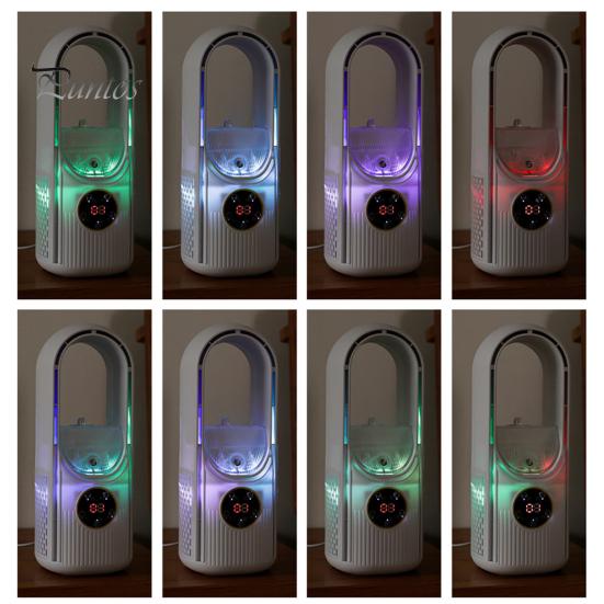 6 Hız Modlu Kanatsız Masaüstü Vantilatör Güçlü Hava Akışı Kompakt Tasarım Taşınabilir Şarj Edilebilir Sessiz Soğutma Sprey Vantilatörü