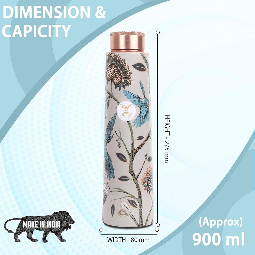 Copper Water Bottle | Leak Proof, Durable & Rust Proof | Non-Toxic & BPA Free Bottles | Eco Friendly Water Bottle (900 ml) (Pack of 1)