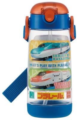 Skater Garrafa de Água com Plarail Transparente para PDSH5 Canudo Infantil, Garrafa, 20, 480ml, Meninos,