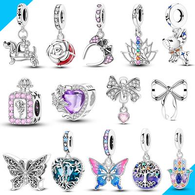 Original Hängender Charm Passend für Perlenarmband Herstellung Schmetterling Hund Parfüm Frau Schmuck DIY