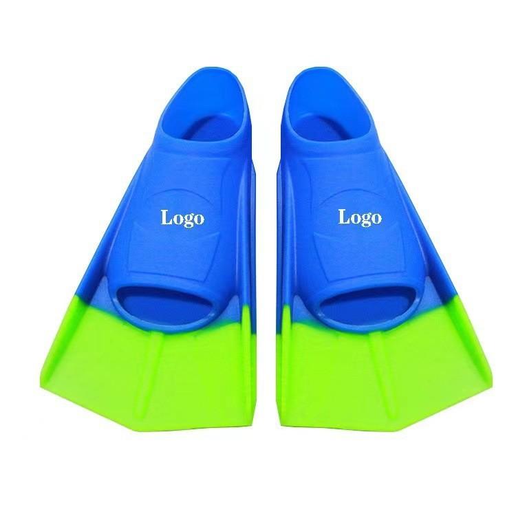 Eco-friendly Soft Silicone Hot Sell Custom Logo Full Foot Diving Fin Adult Kids Short Blade Swim Fins for Snorkeling Diving