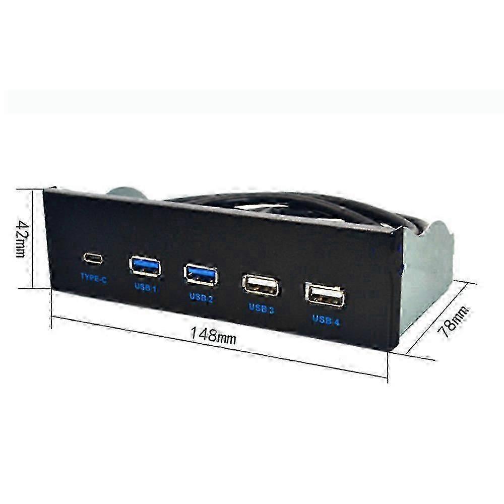 26-27 5.25 Inch Usb3.1 Gen2 Front Panel Usb Hub 2 Ports Usb3.0+2 Ports Usb2.0+1 Port Type-C with Type-E C