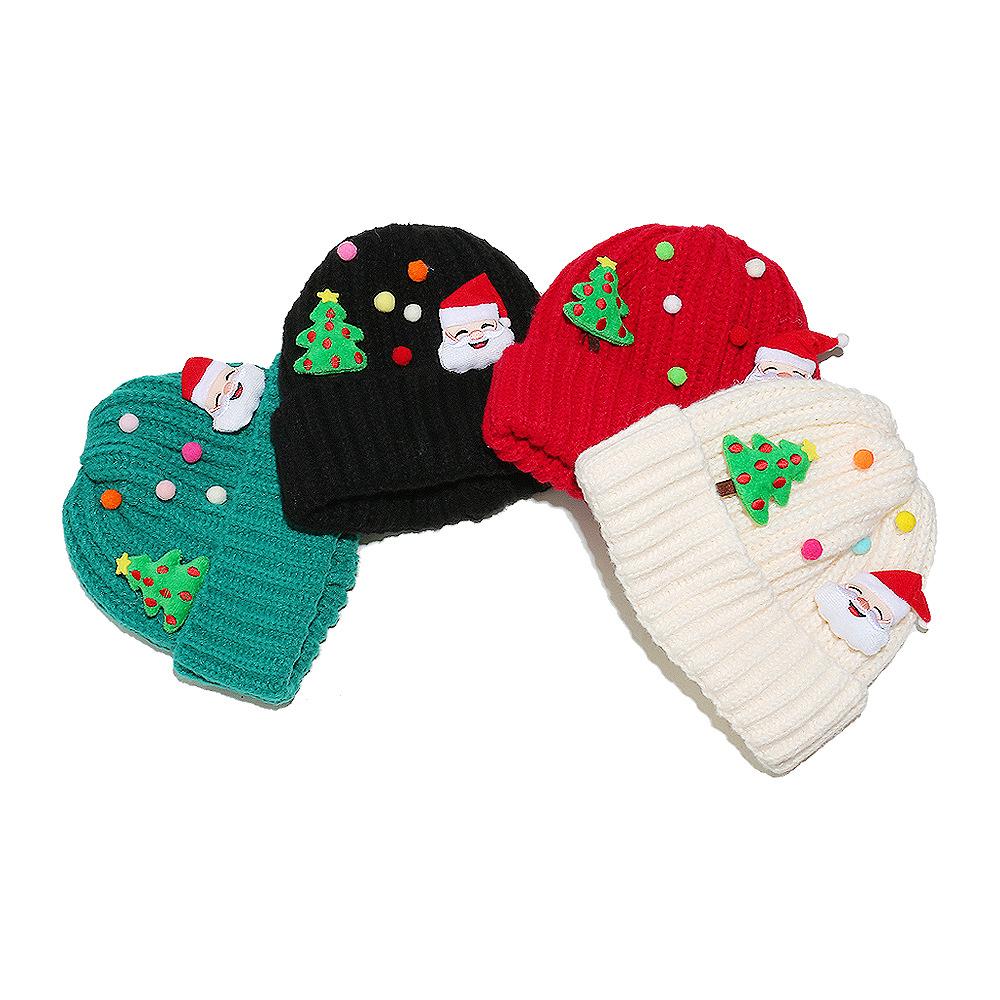 Hut Damen Winter Warm Verdickter Wollhut Kälteschutz Ohrenschutz Strickmütze Weihnachtsmann Weihnachtsbaum Weihnachtsmütze