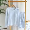 Pajamas with Chest Pads, Women's Pure Cotton Spring and Autumn Thin Loose Long-sleeved Trousers, Simple and Wearable Loungewear Two-piece Set