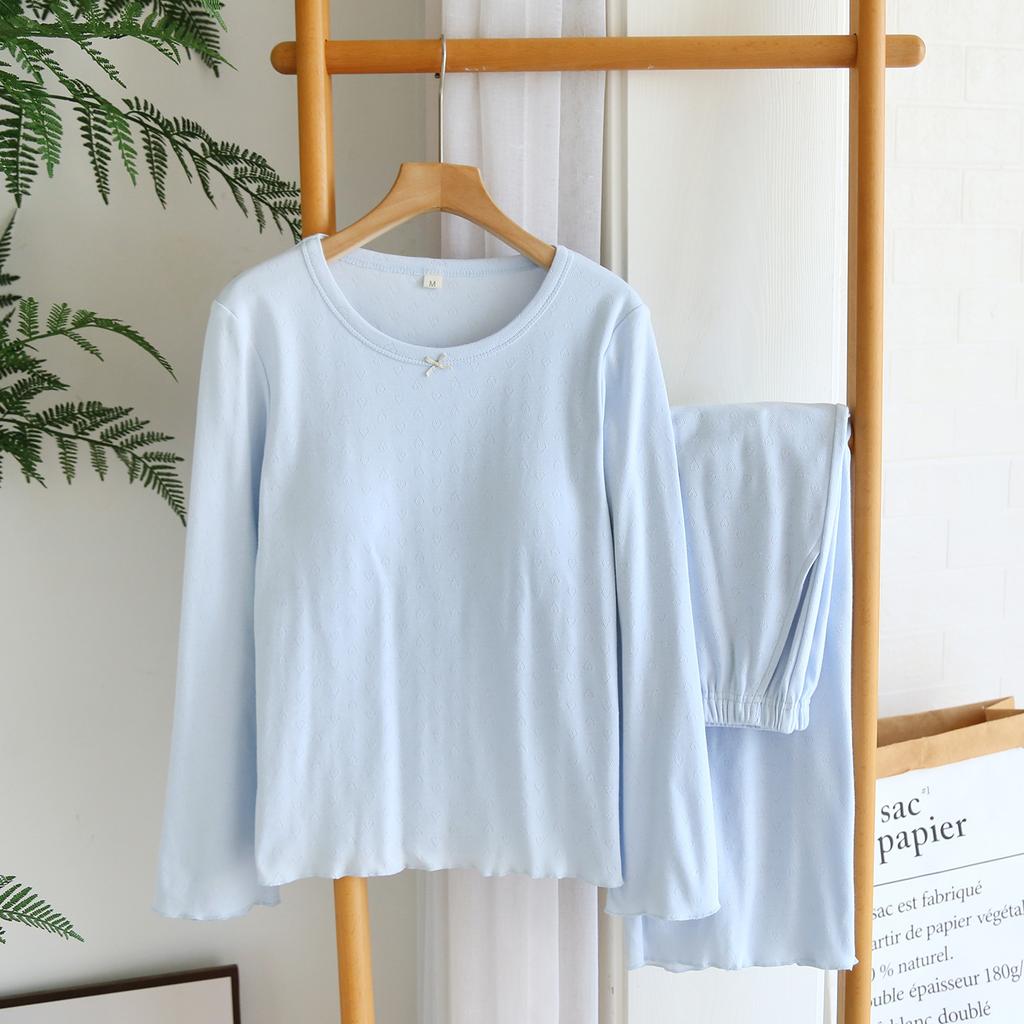 Pajamas with Chest Pads, Women's Pure Cotton Spring and Autumn Thin Loose Long-sleeved Trousers, Simple and Wearable Loungewear Two-piece Set