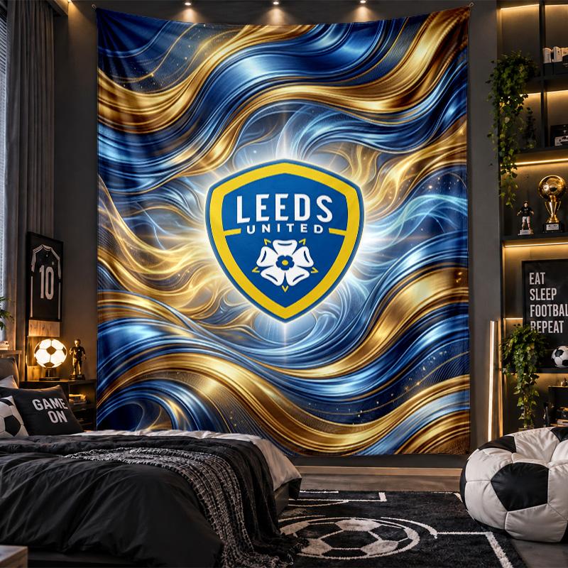 Gobelin wiszący na ścianę z nadrukiem piłkarskim Leeds United Tkanina do salonu Sypialni Wystrój domu