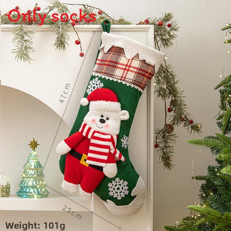 Christmas Socks Gift Set With Elk Santa Claus Decoration For Tree Hanging