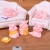 Miniatures Animal Pink Pig Miniature Figurine Resin Cartoon PigCar Decoration  Home Decoration