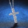 Sterling Cross Pendant Necklace With Lab-Created Moissanite Stones Women Men Minimalist Fashion Jewelry