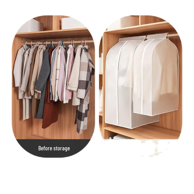 Transparent Dustproof & Moisture-Proof Garment Cover: Washable, Thickened, Widened Hanging Wardrobe Suit Protector