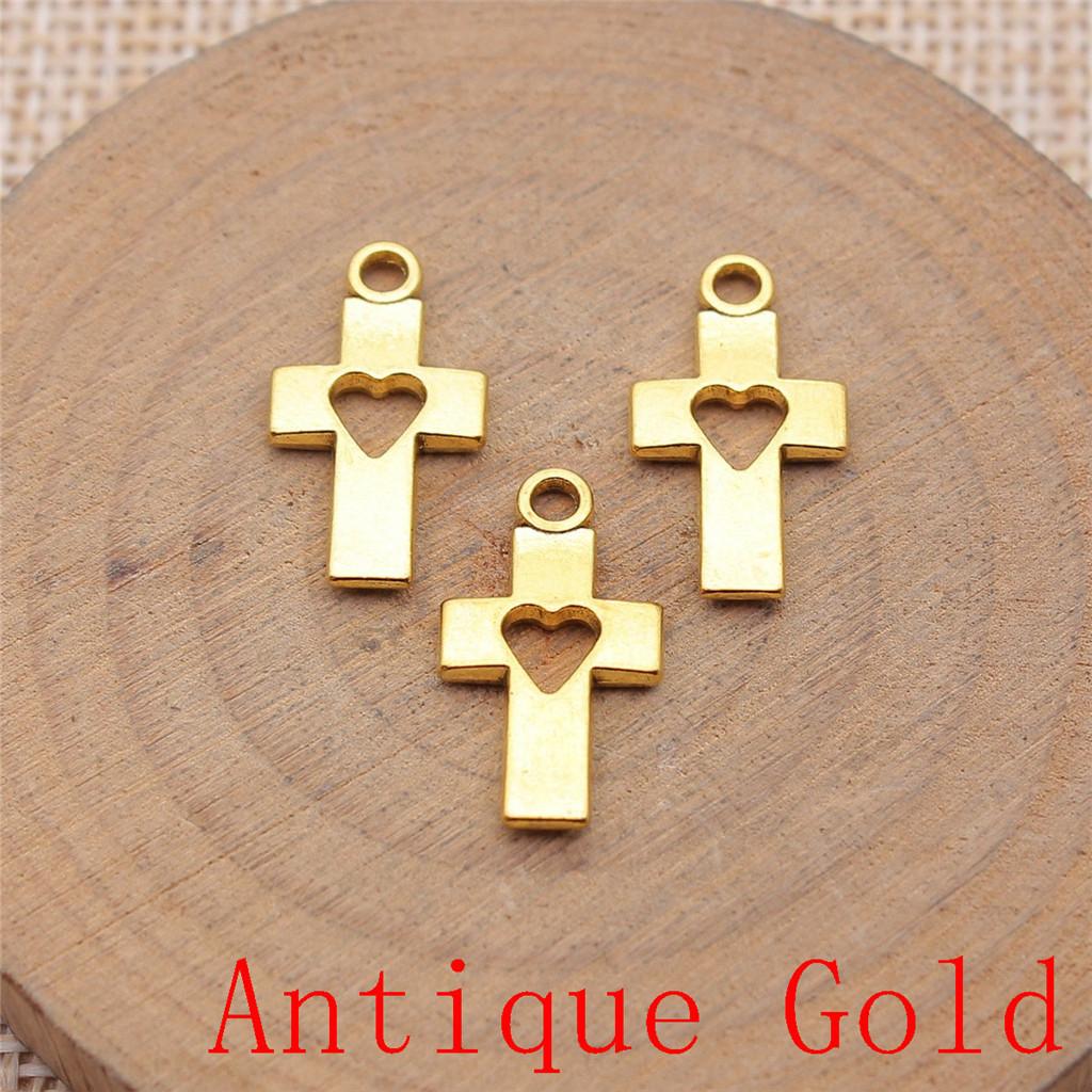Heart Cross Shaped Charms Pendant For Bracelet Necklace Jewelry Making Craft Findings