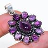 Natural Sage Amethyst Gemstone 925 Sterling Silver Jewelry Pendant 1.81" AP-14352