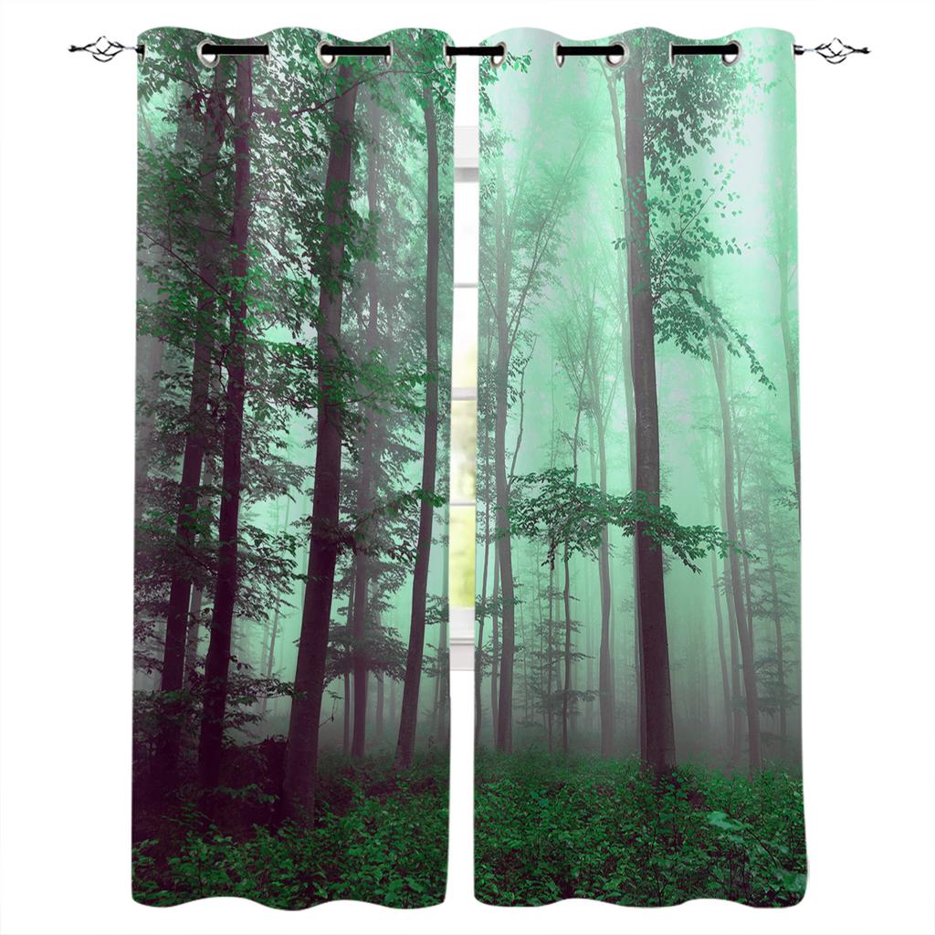 Autumn Woods Mysterious Fog Curtains for Living Room Kitchen Window Curtain Luxury Curtains for Bedroom Kids