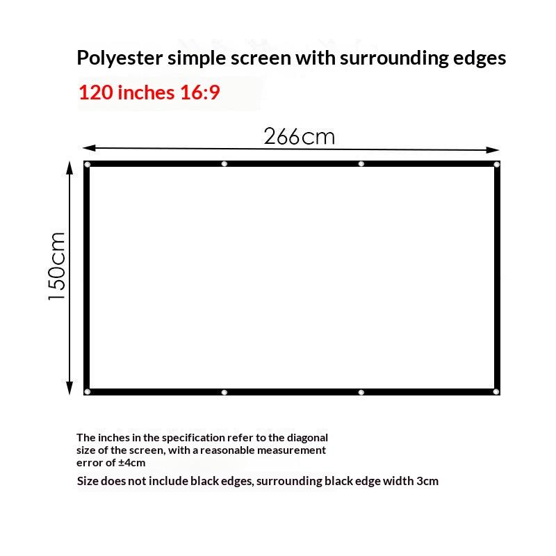 Projektorleinwand Stoff Projektortuch Anti-Licht 60 72 84 100 120 Zoll Heim Außen Büro Einfaches Vorhangzubehör