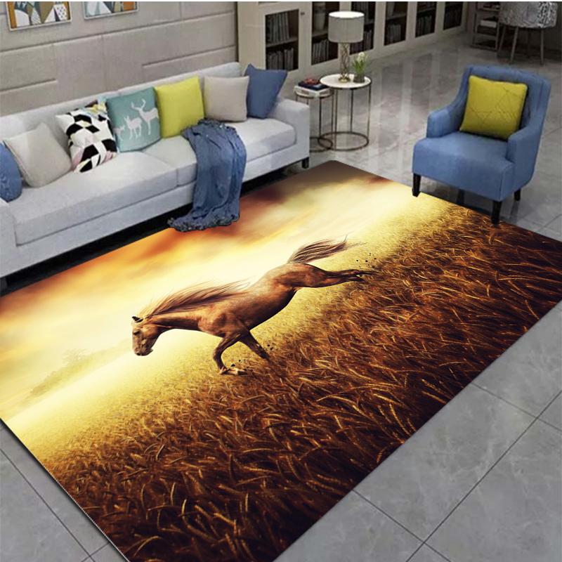 3D Horse Printed Large Carpet,doormat,living Room,bedroom,bathroom Decoration Animal - Running Horse Pattern Anti Slip Floor Mat
