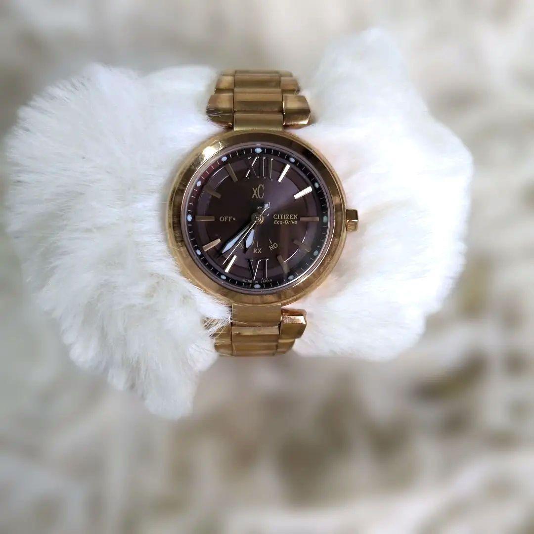 Used [Good Condition] Citizen Cross Sea Eco Drive Radio Watch Gold Brown
