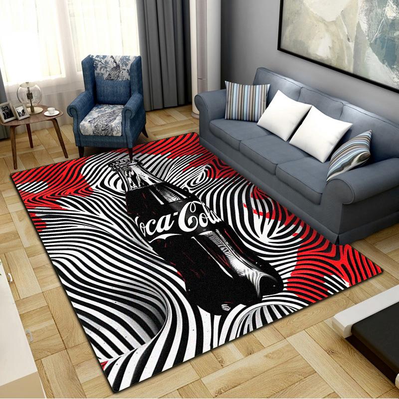 Red Cola Carpet Rug for Living Room Bedroom Home Sofa Decoration, Kids play Non-slip Floor Mat