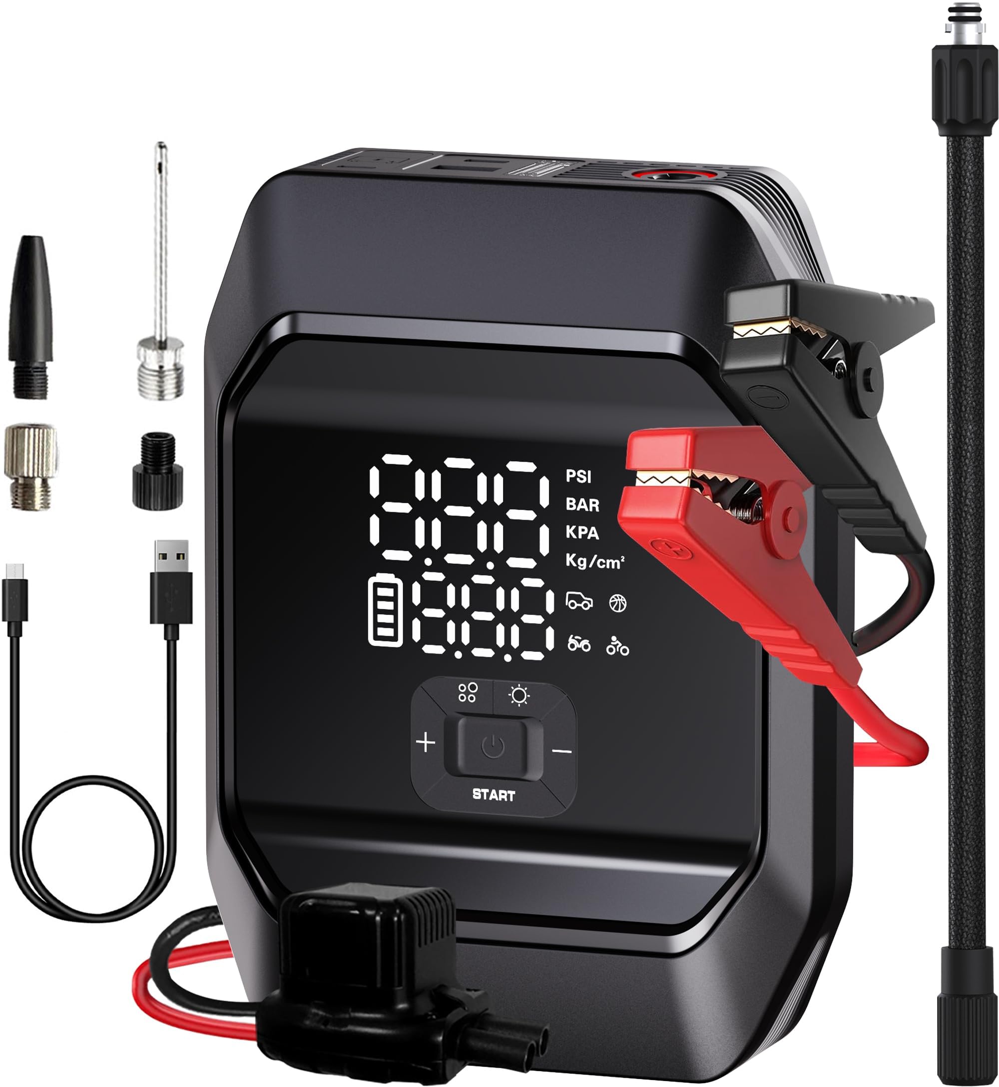 

KaedearAutoMotive (Kaedear) Jump Starter Electric Air Pump for Car Tires, Battery Charger, Car, Motorcycle, Battery Jump Starter, Air Compressor, Japa