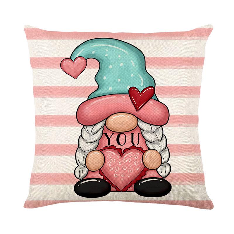 Pillow Cover Valentine's Day Linen Letter Striped Printed Pillow Living Room Decoration Cushion Cover