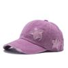 European and American Tide Pure Cotton Washed Ponytail Hole Five Pointed Star Baseball Cap Fashion Ponytail Hole Curved Brim Cap