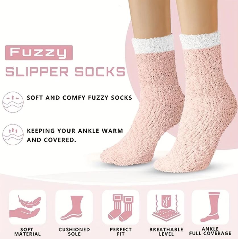 7 pairs of women's plush lined warm socks, plush and fluffy sleeping socks, suitable for family, indoor and ladies' Christmas gifts