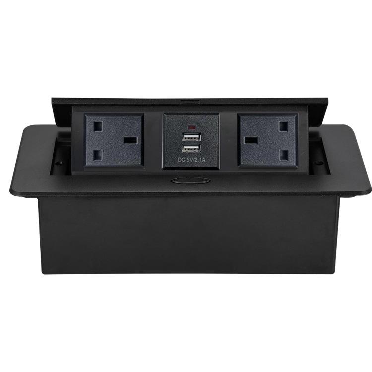 Pop-up UK Standard Desktop Multimedia Power & USB Socket for Conference Tables