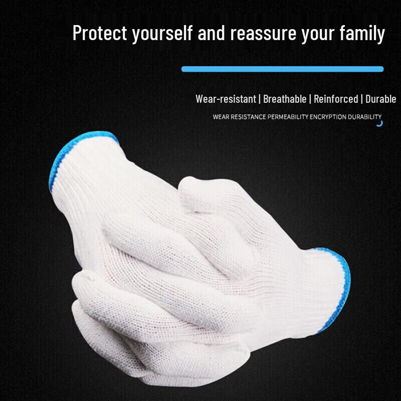 Shuangan 10-Pair Densely Woven Wear-Resistant Cotton Work Gloves