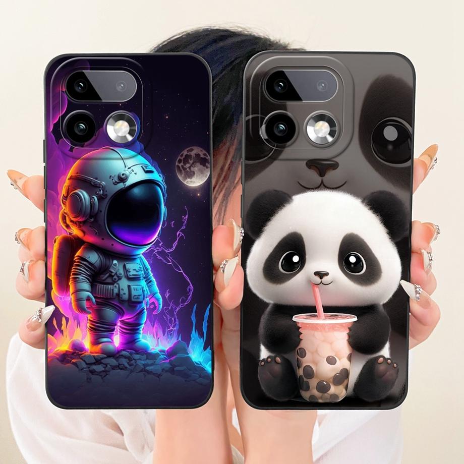 Cute Cartoon Black Cat Dragon Soft Silicone Case For Realme 16 Pro Pro+ Realme16 Back Cover Shockproof Shell Anti-scratch Bumper