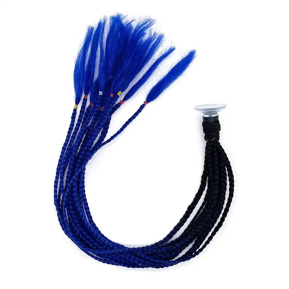 Helmet Dreadlocks Braid For Helmet Motorcycle Dreadlocks Dirty Braid Pigtail Gradient Synthetic Twist Braid Ponytail With Sucker