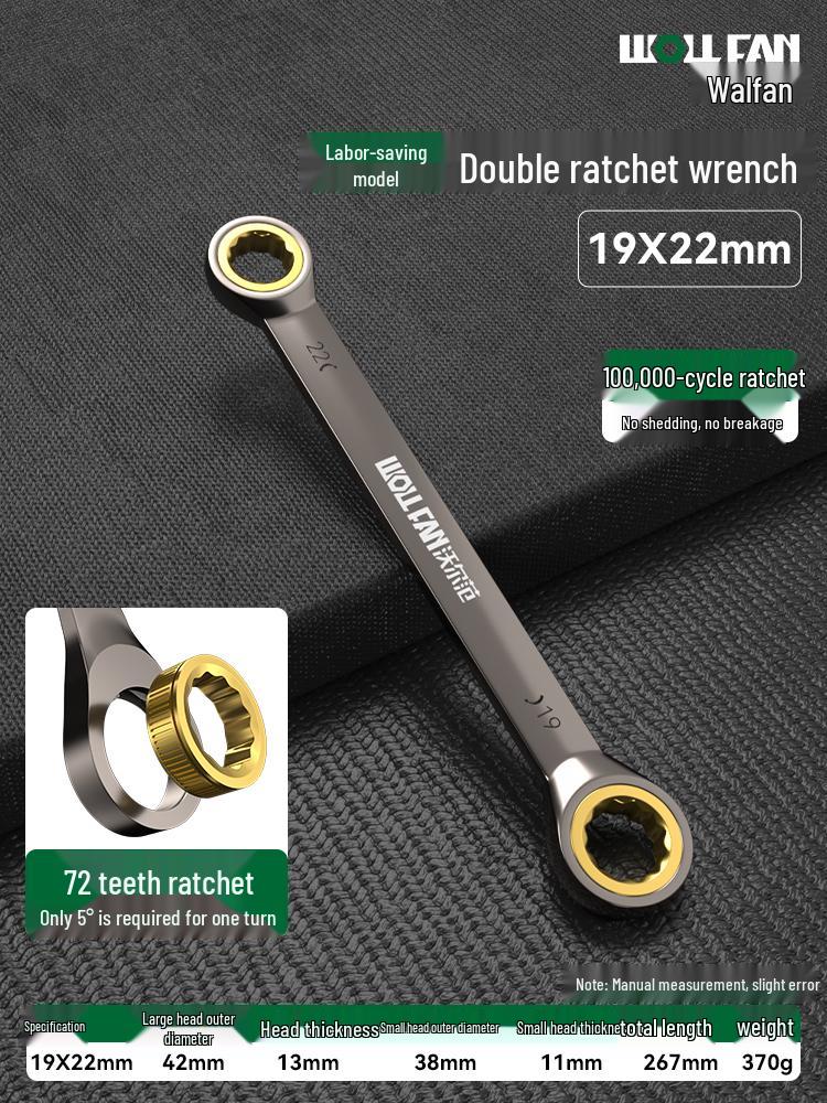 Dual-Ended Ratchet and Flower Wrench Set: Labor-Saving, Quick Two-Way Wrench Tools for Auto Repair (Sizes 8-27).