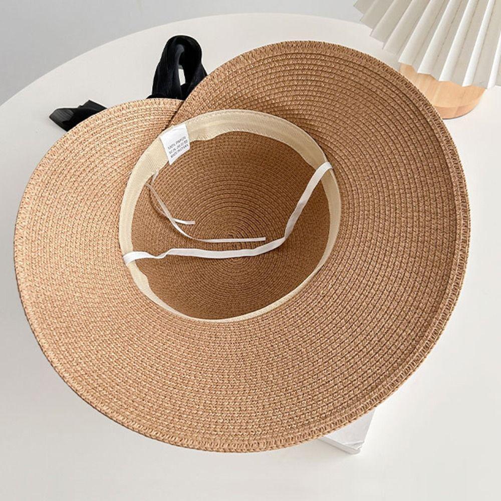 Wide Brim Woman's Straw Hat UV Protection Straw Sun Hat Handmade Sun Protection Cap Summer