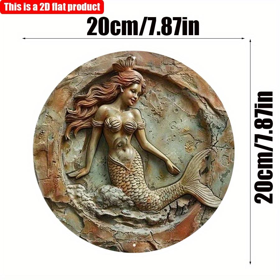 

2D плоский 20*20 см 1 шт мультфильм оранжевый русалочка весна и лето круглая подвесная вывеска, высококачественное украшение для квартиры в стиле океана, очаровательный подарок на День матери 20*20cm