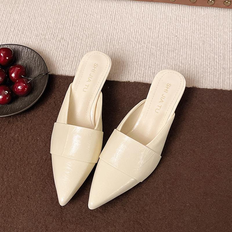 Pointed thin heel bag head slippers women's wear 2025 spring and summer new fashion sandals half slippers