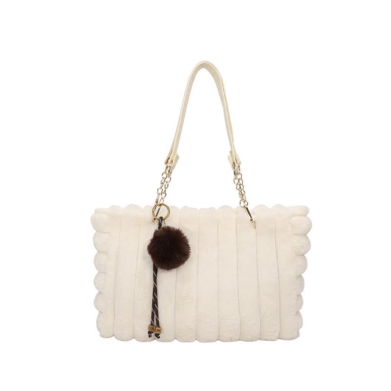 2025 Autumn Plush Single Shoulder Handbag: Women's Casual Large-Capacity Underarm Bag
