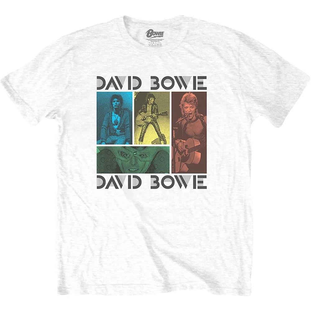 Men s David Bowie Mick Rock Photo Collage Slim Fit T-shirt Large White XXL