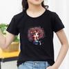 Kids Cotton T Shirt Surprised Colorful Hair Girl And Black Cat Print Crew Neck Short Sleeve Tee Casual Boys Girls Summer Tops