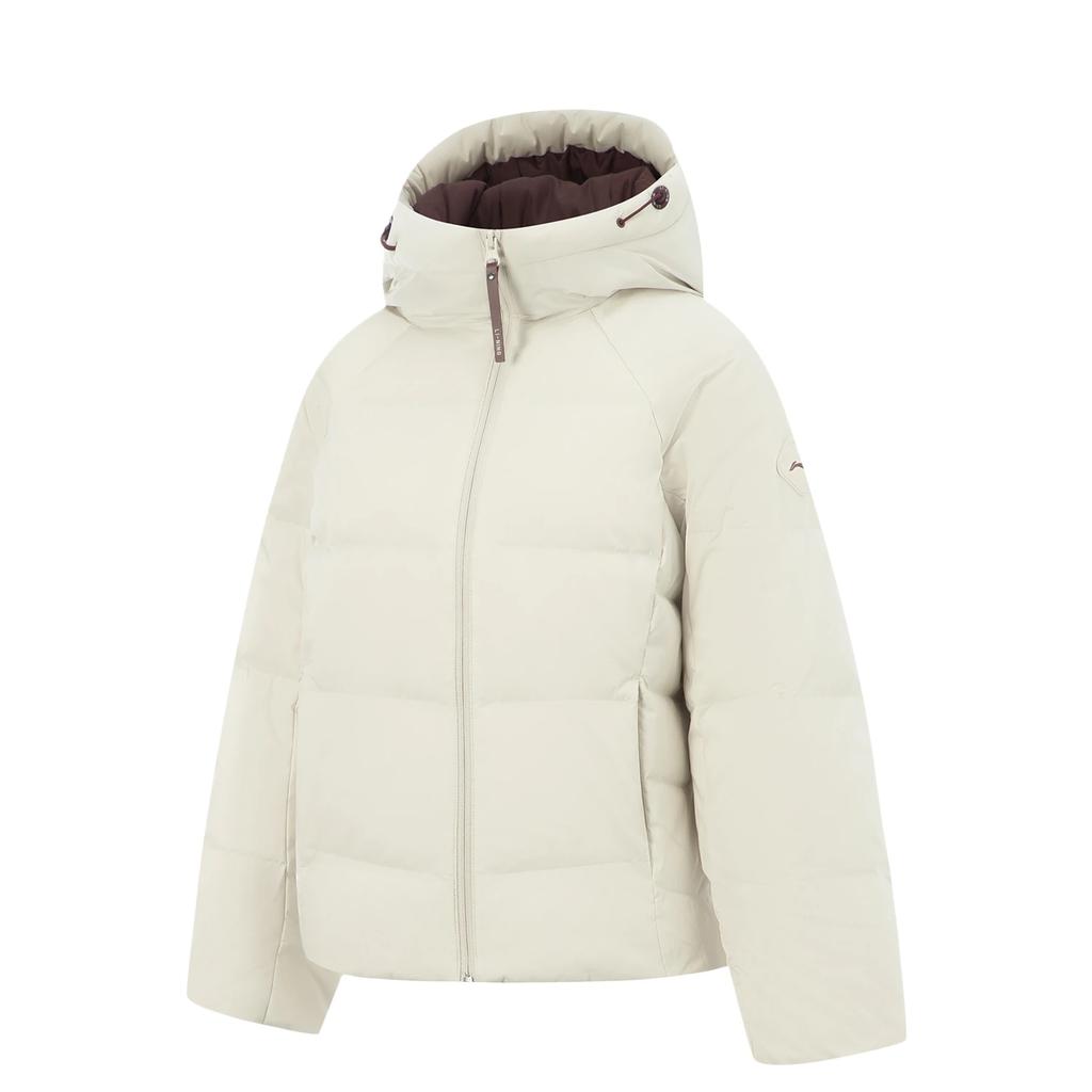 Li-Ning Fitness Series Hooded Zipper Solid Color Warm Down Jacket Women Outerwear AYMV198-4