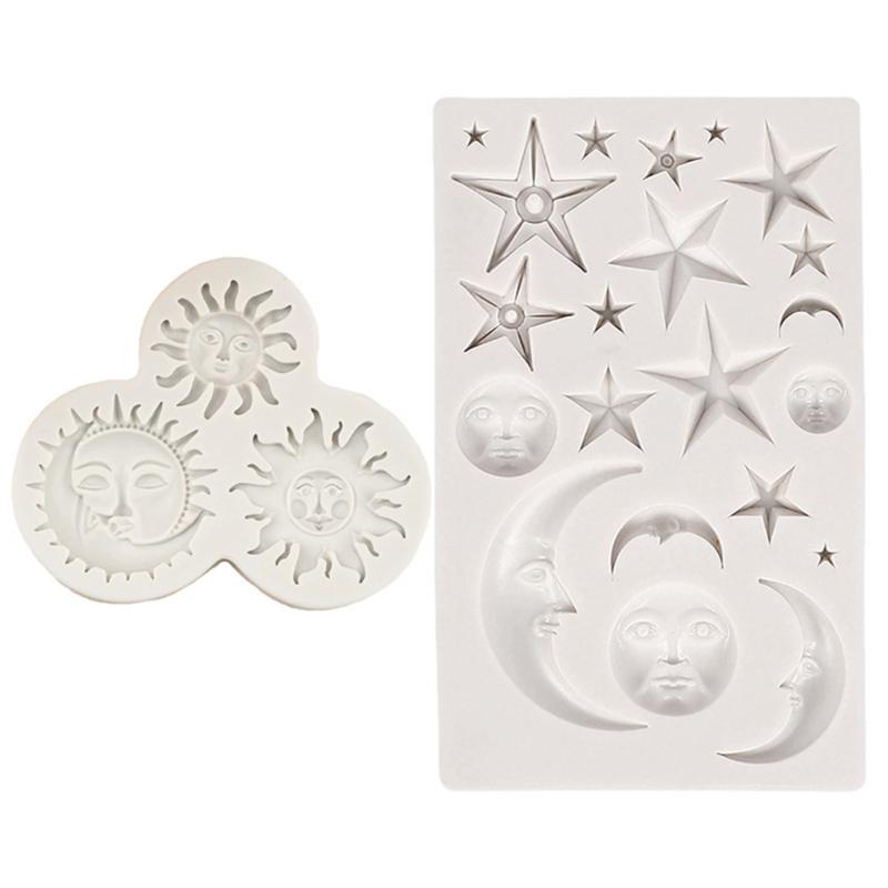 Multi-Cavities Cake Baking Mold Moon Sun Star Silicone Fondant Molds For Making Chocolate Candy Handmade Clay Craft