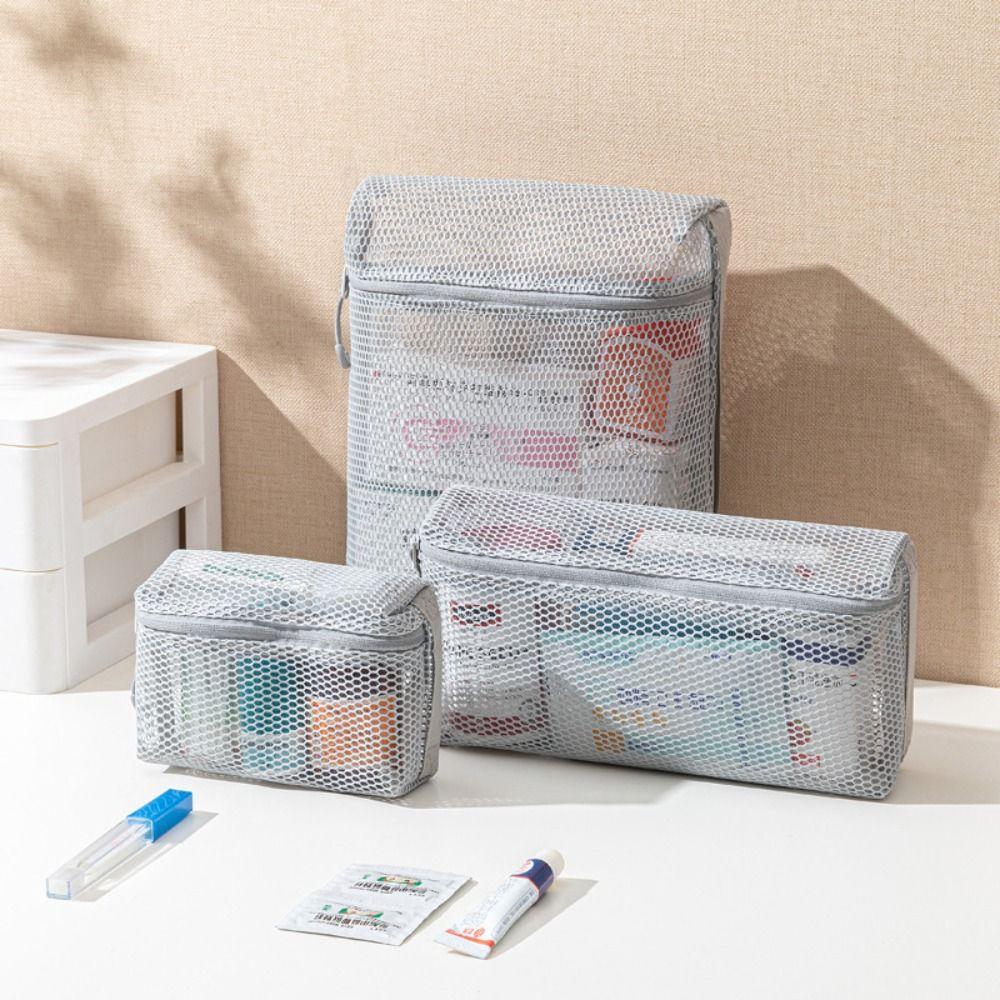 Visible Mesh Makeup Bag Hollow Nylon Storage Pouch Breathable Mesh Cosmetic Bag Girls
