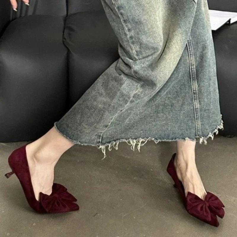 Shallow Mouth 2024 Candy Colors Fine Heeled Shoes Pointed Pumps Lace-Up Sandals Ladies Work Dress Professional Slip on Latest