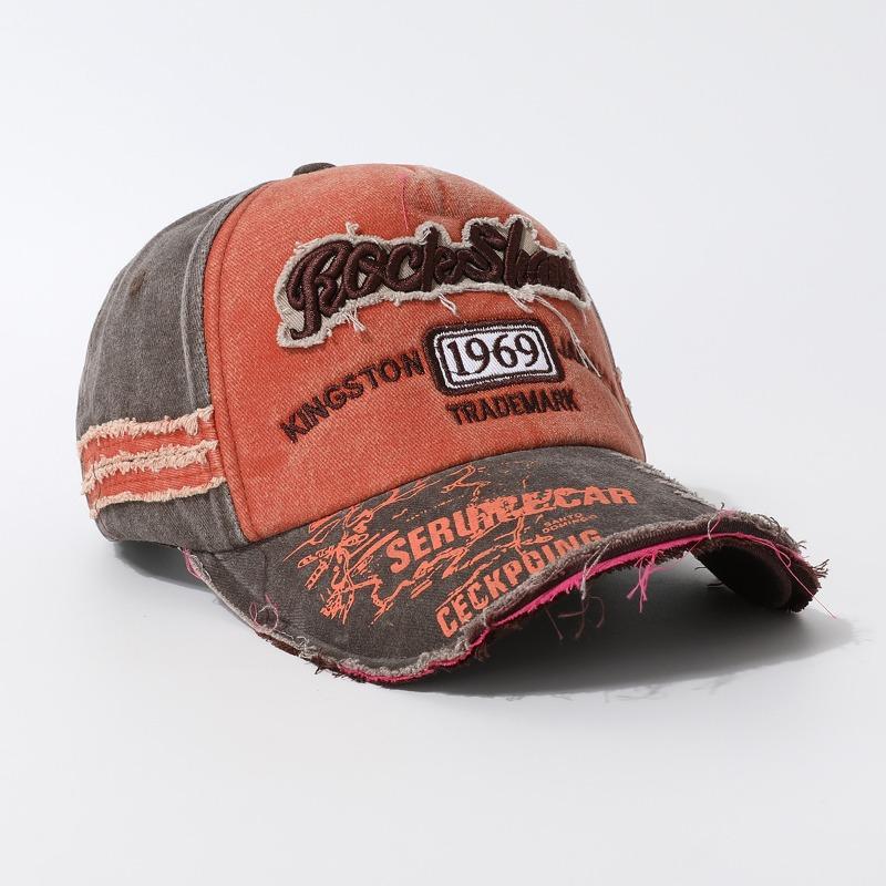 Hip Hop Washed Old Denim Pink Baseball Cap Female Ripped Retro Trendy Brand Letter Spring and Summer Cap Male