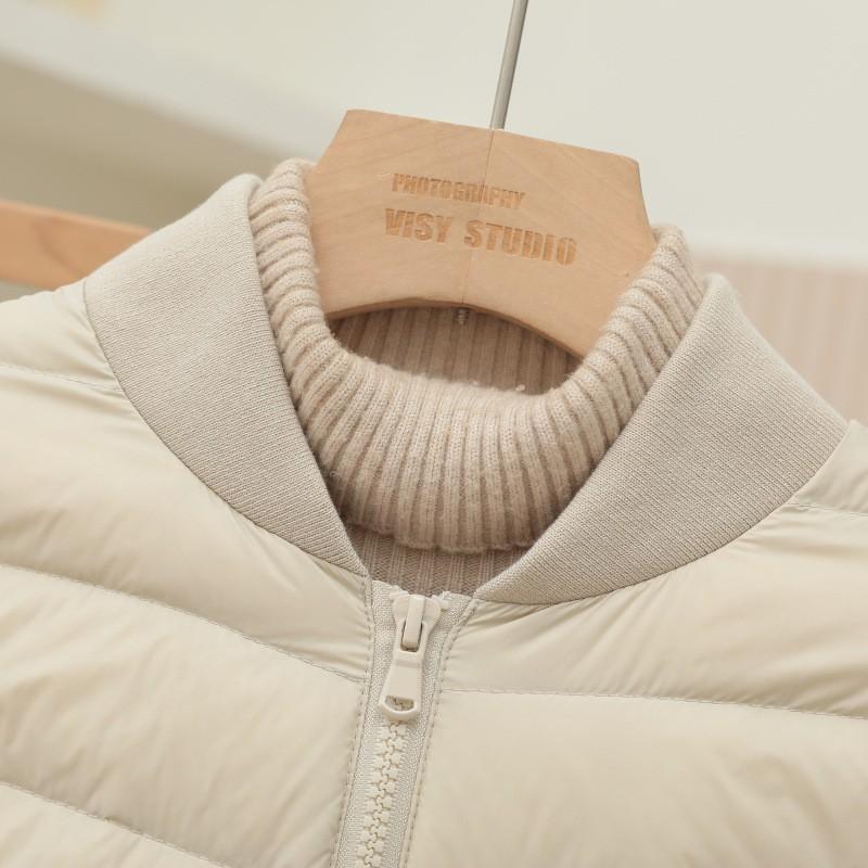 Womens Lightweight Short Down Jacket With Baseball Collar Warm Duck Coat Winter