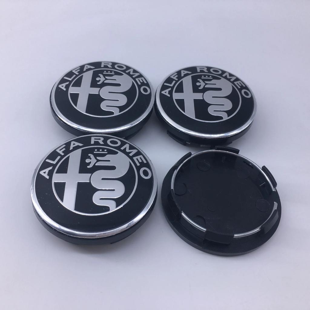 4 Stück 60mm Auto-Radnabenkappe Dekoration Logo Mittelkappe Schutz für Alfa Romeo Giulia Giulietta 159 Mito Spider GTA