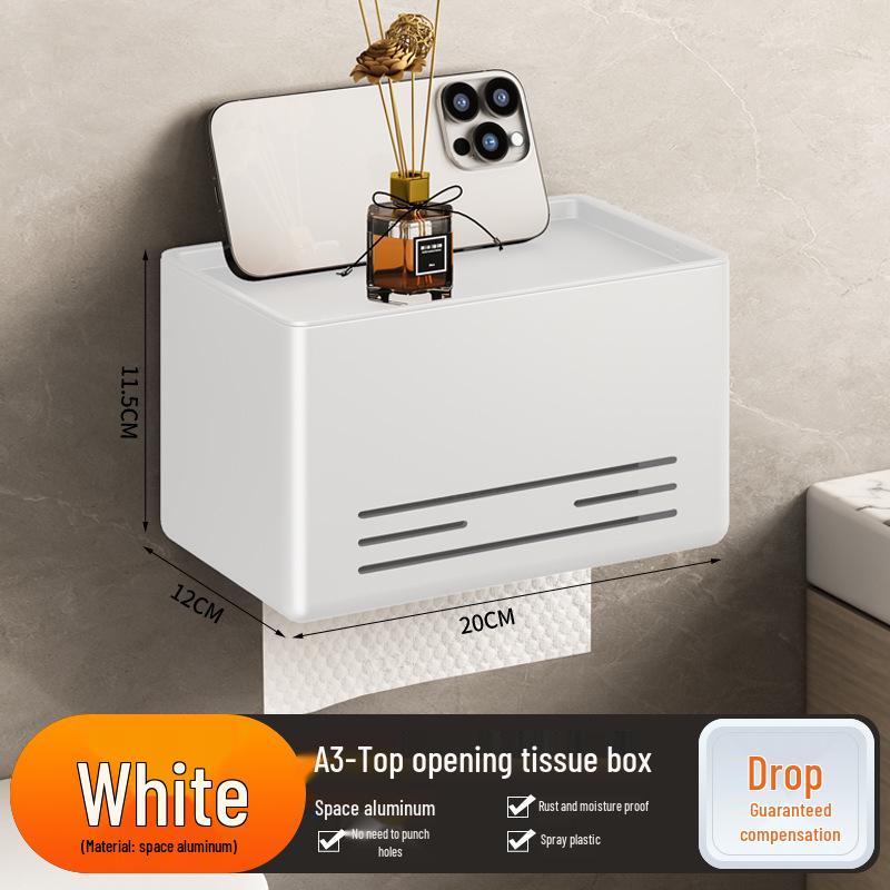 Punch-Free Wall-Mounted Gun Gray Tissue Box and Towel Holder