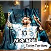 Custom Name Me-ssi Football Blanket  Ideal Bedding Blanket Perfect for Travel, Camping, Living Rooms, Offices, Sofas, Fan Christmas Gift