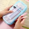 Multi-Purpose Transparent Pencil case Clear Travel Makeup Bag Mesh Pencil Case  School Supplies
