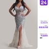 New Women's Clothing, Dress Sprinkled with Gold and Split V-neck Sleeveless Long Dress Mesh Dress