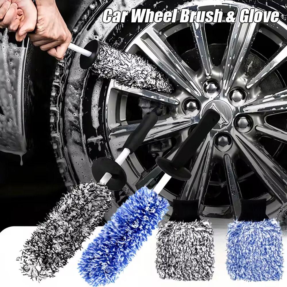 

1 шт. Щетки для чистки шин из микрофибры, легко чистящие диски, спицы, перчатки для автомойки, щетка для автомобильных колес