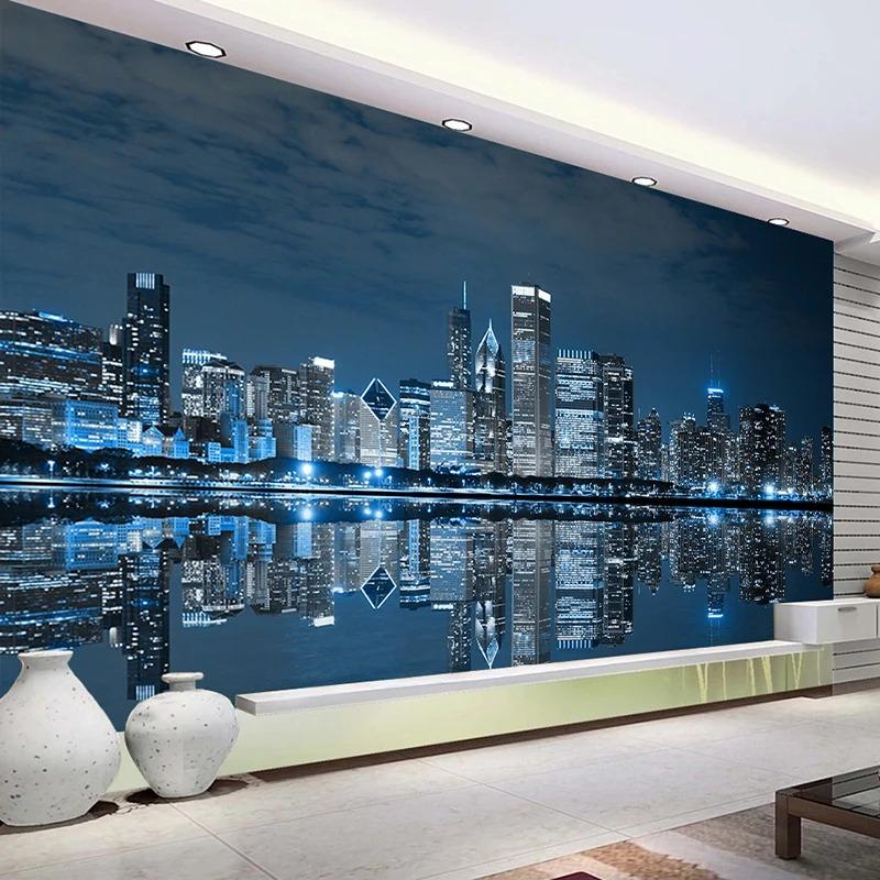 Modern 3d Mural City Night View Wallpapers Bedroom Living Room Study Room Wall Paper Home Decor